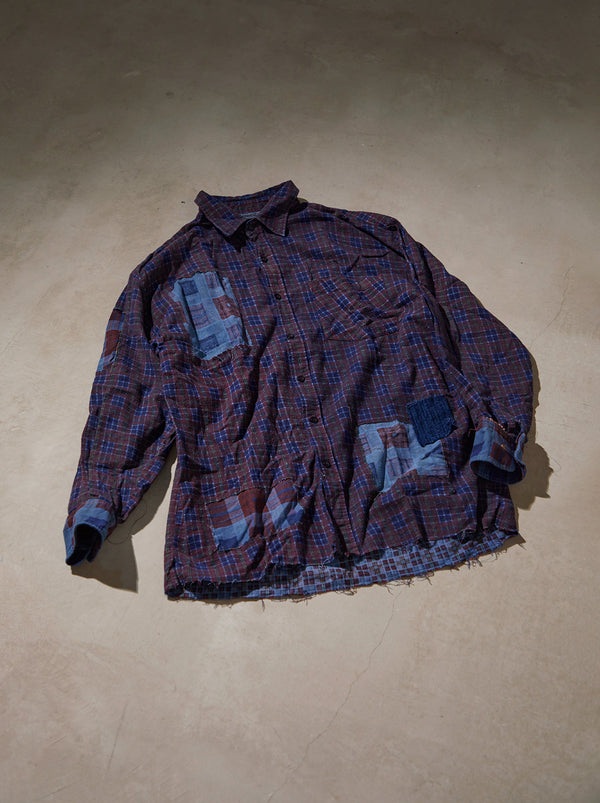 Ryukyu indigo dyed FLANNNEL PATCHWORK SHIRTS