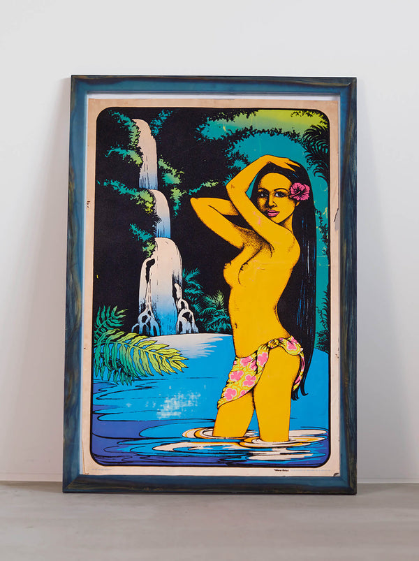 琉球藍染ポスターフレーム W660 x H960（レジン/木製） x Vintage Black Light Poster【ISLAND BEAUTY】