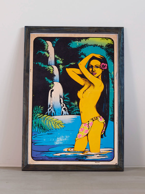 琉球藍染ポスターフレーム W660 x H960（レジン/木製） x Vintage Black Light Poster【ISLAND BEAUTY】