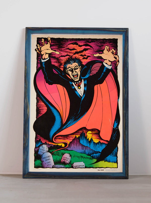 Ryukyu Indigo Dye Poster Frame W660 x H960 (Resin/Wood) x Vintage Black Light Poster [COUNT DRACURA]