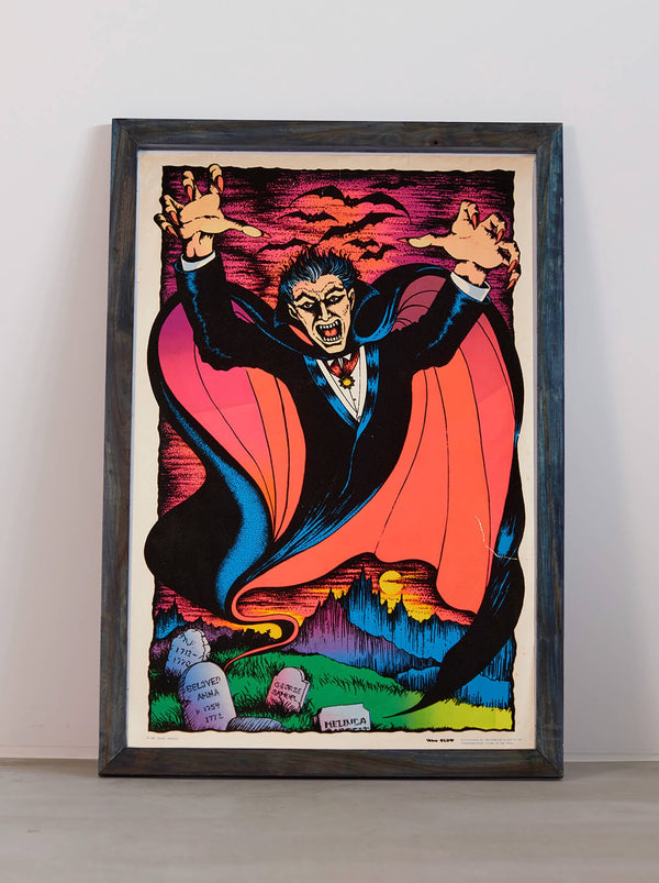 Ryukyu Indigo Dye Poster Frame W660 x H960 (Resin/Wood) x Vintage Black Light Poster [COUNT DRACURA]