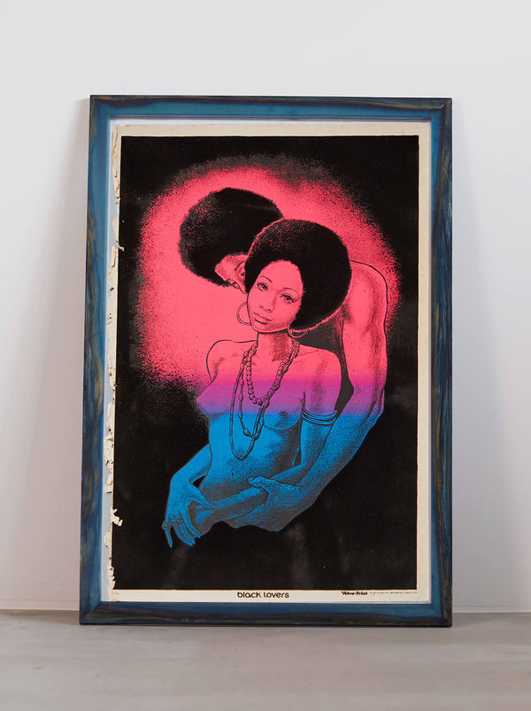 Ryukyu Indigo Dye Poster Frame W660 x H960 (Resin/Wood) x Vintage Black Light Poster [BLACK LOVERS]
