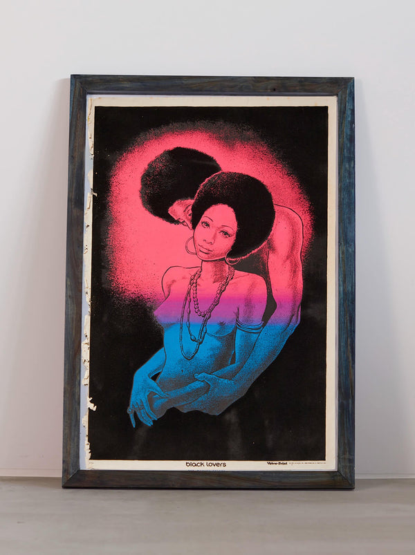 Ryukyu Indigo Dye Poster Frame W660 x H960 (Resin/Wood) x Vintage Black Light Poster [BLACK LOVERS]
