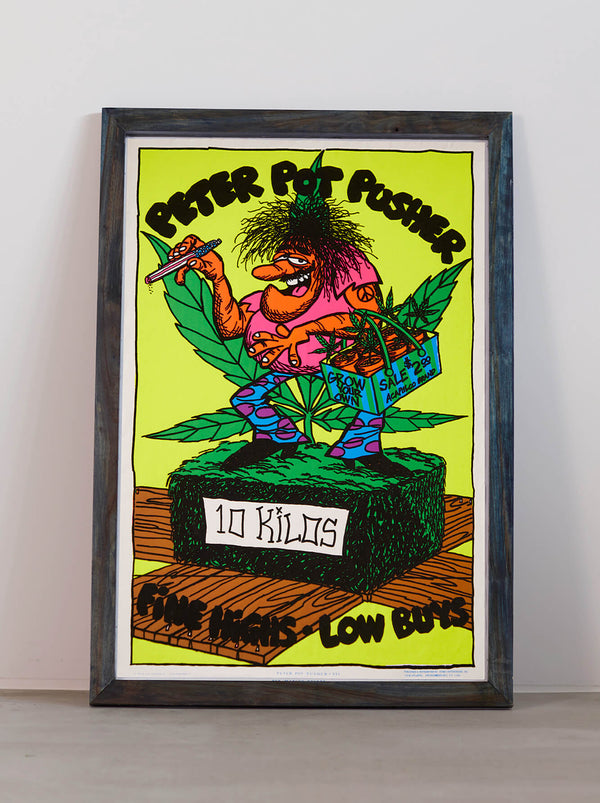 Ryukyu Indigo Dye Poster Frame W660 x H960 (Resin/Wood) x Vintage Black Light Poster [PETER POT PUSHER]