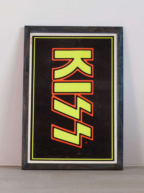 Ryukyu Indigo Dye Poster Frame W660 x H960 (Resin/Wood) x Vintage Black Light Poster [KISS LOGO]