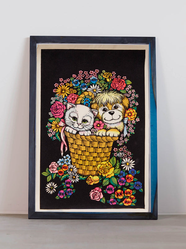 Ryukyu Indigo Dye Poster Frame W660 x H960 (Resin/Wood) x Vintage Black Light Poster [BASKET OF LOVE]