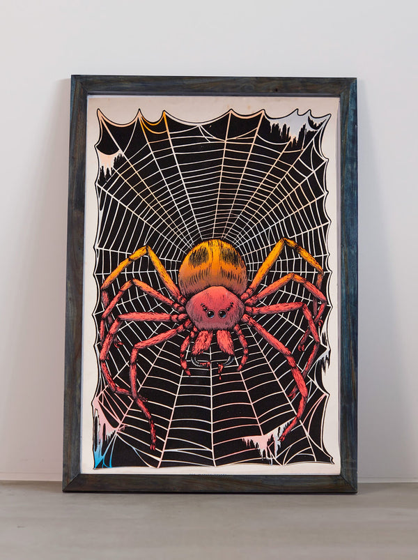 Ryukyu Indigo Dye Poster Frame W660 x H960 (Resin/Wood) x Vintage Black Light Poster [SPIDER]