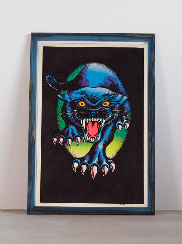 Ryukyu Indigo Dye Poster Frame W660 x H960 (Resin/Wood) x Vintage Black Light Poster [MIDNIGHT STLAKER]