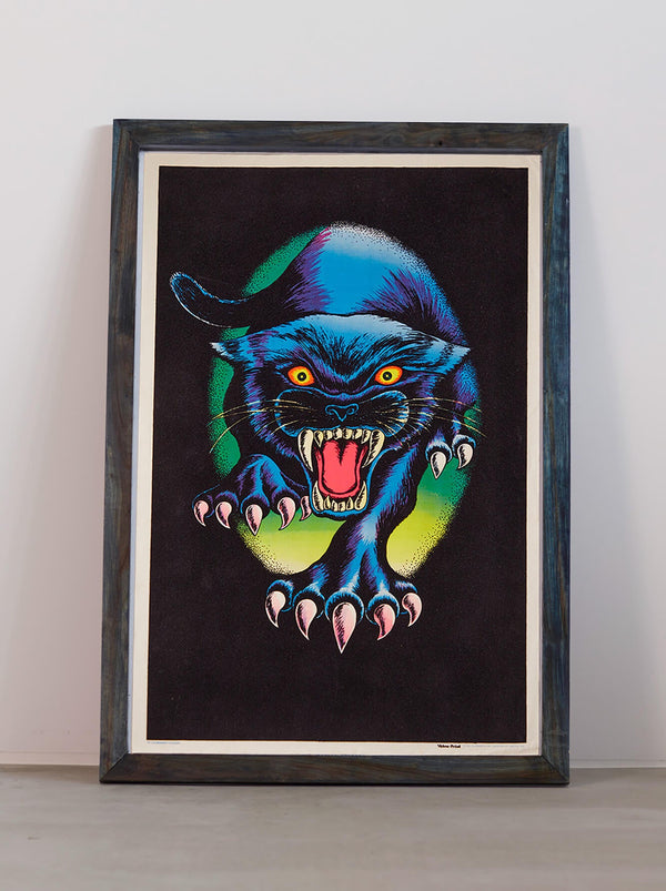 Ryukyu Indigo Dye Poster Frame W660 x H960 (Resin/Wood) x Vintage Black Light Poster [MIDNIGHT STLAKER]