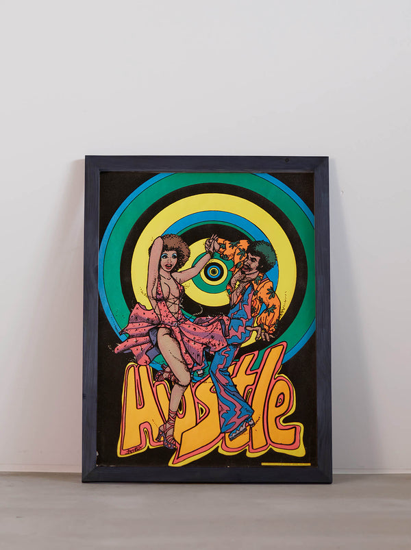 Ryukyu Indigo Dye Poster Frame W580 x H780 (Resin/Wood) x Vintage Black Light Poster [HUSTLE]