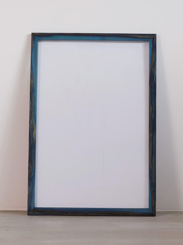 Ryukyu Indigo Dye Poster Frame W660 x H960 (Resin/Wood) x Vintage Black Light Poster [BOB MARLEY COLORS]